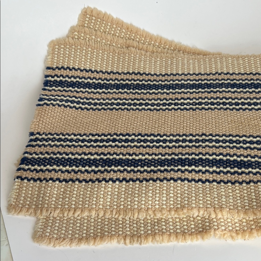 Set of 4 Vintage Scandinavian Rustic Striped Woven Placemats - Picture 2 of 6